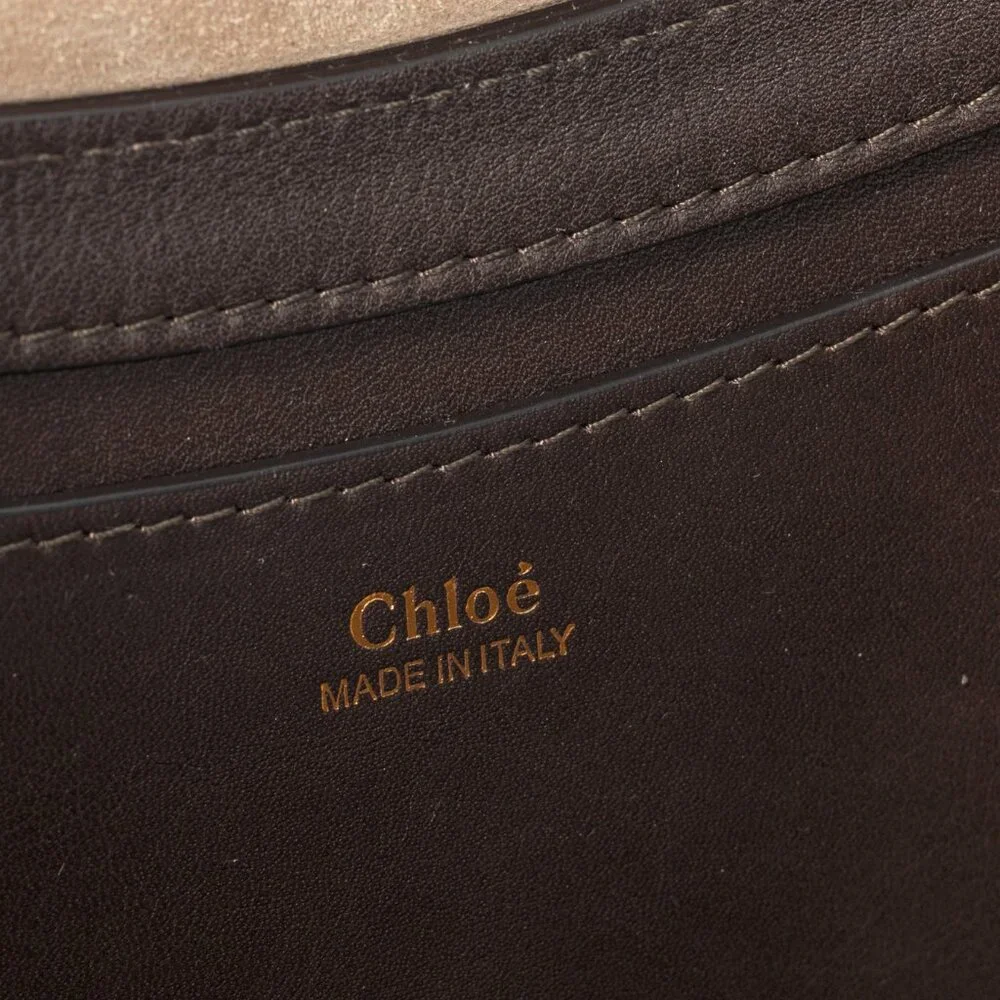 Chloe Kiss Off Brown Leather Green-Strap Shoulder Bag - Picture 12 of 12
